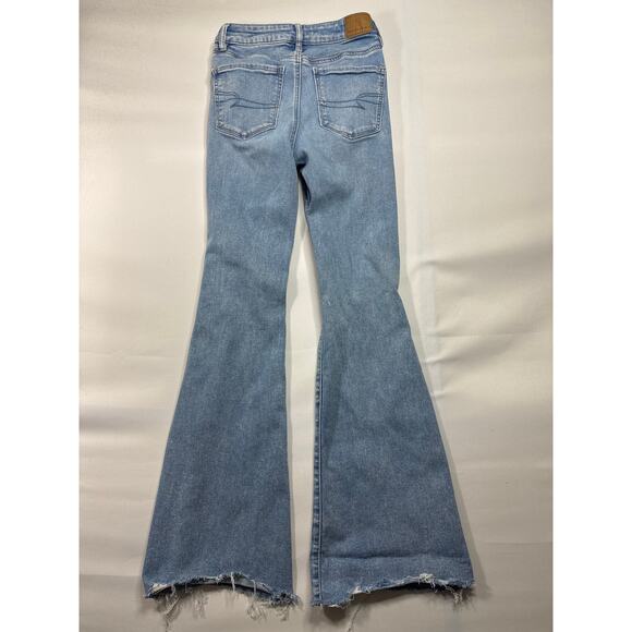 American Eagle Women's Super Hi-Rise Flare Blue Denim Jeans - Size 2 (24x30) - Picture 2 of 6